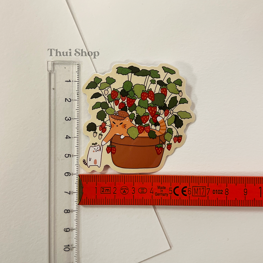 Frankie & Strawberry Cat Sticker