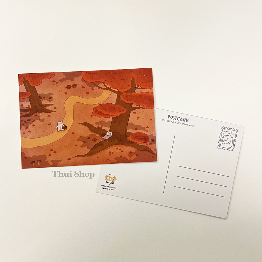 Stroll through the autumn woods Post Card