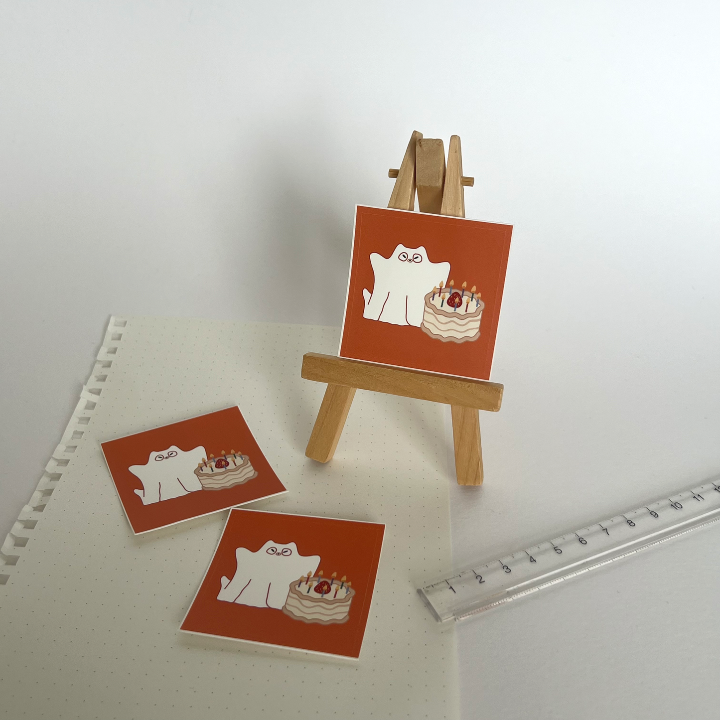 Frankie as Birthday Ghost Sticker