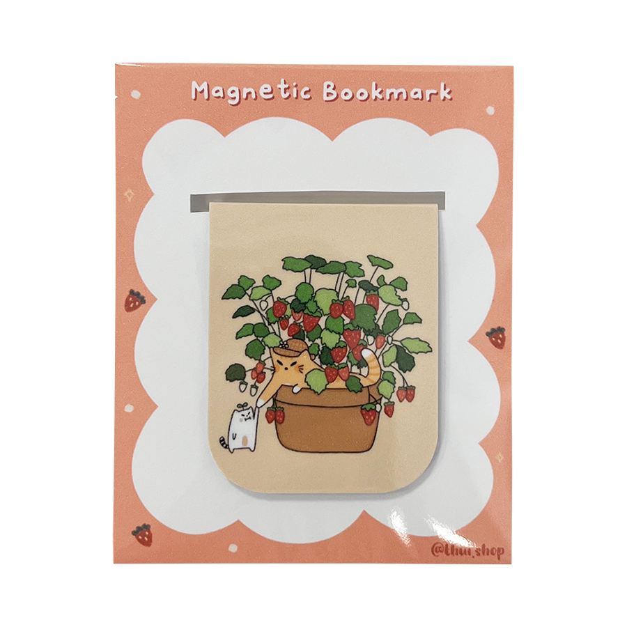 Frankie & Strawberry Cat Magnetic Bookmark