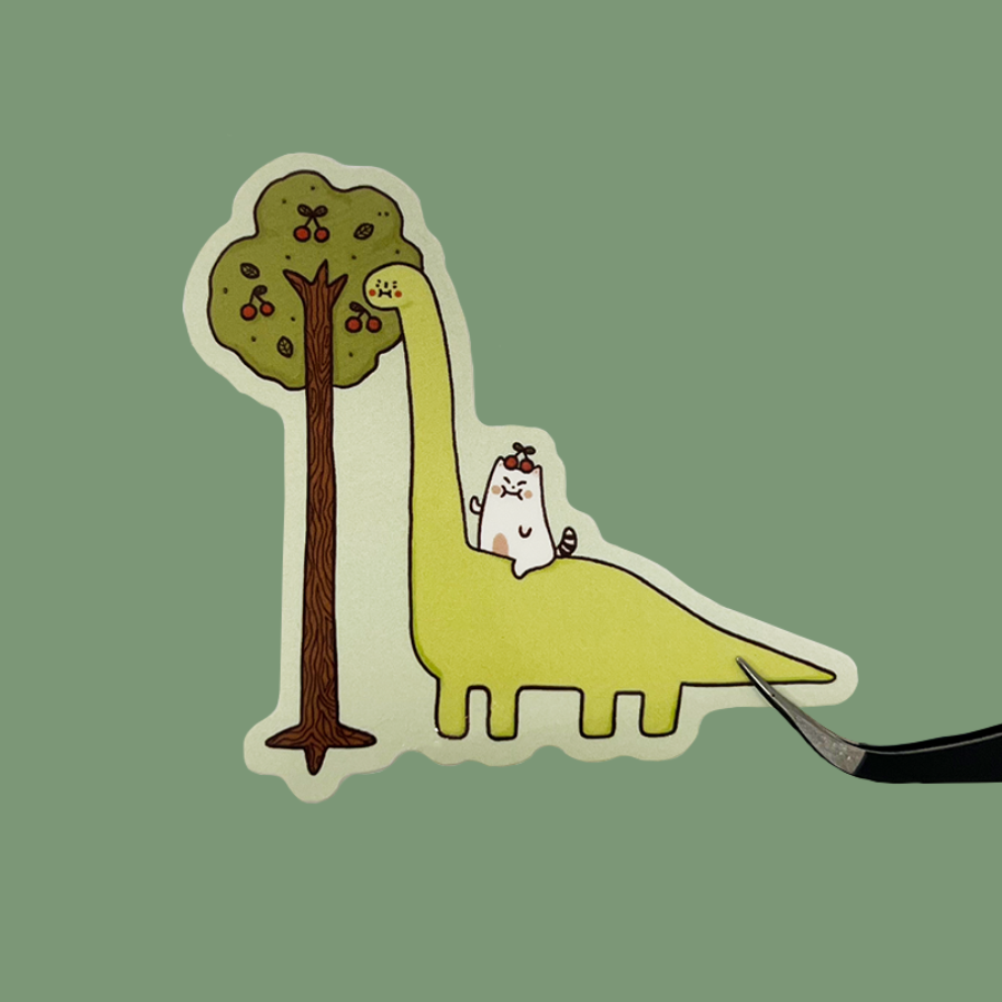 Frankie with dinosaur buddy Sticker