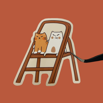 Frankie & cat friend on ladder Sticker