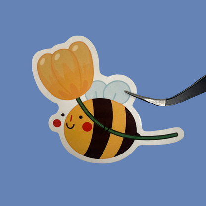 Bee with a tulip Sticker