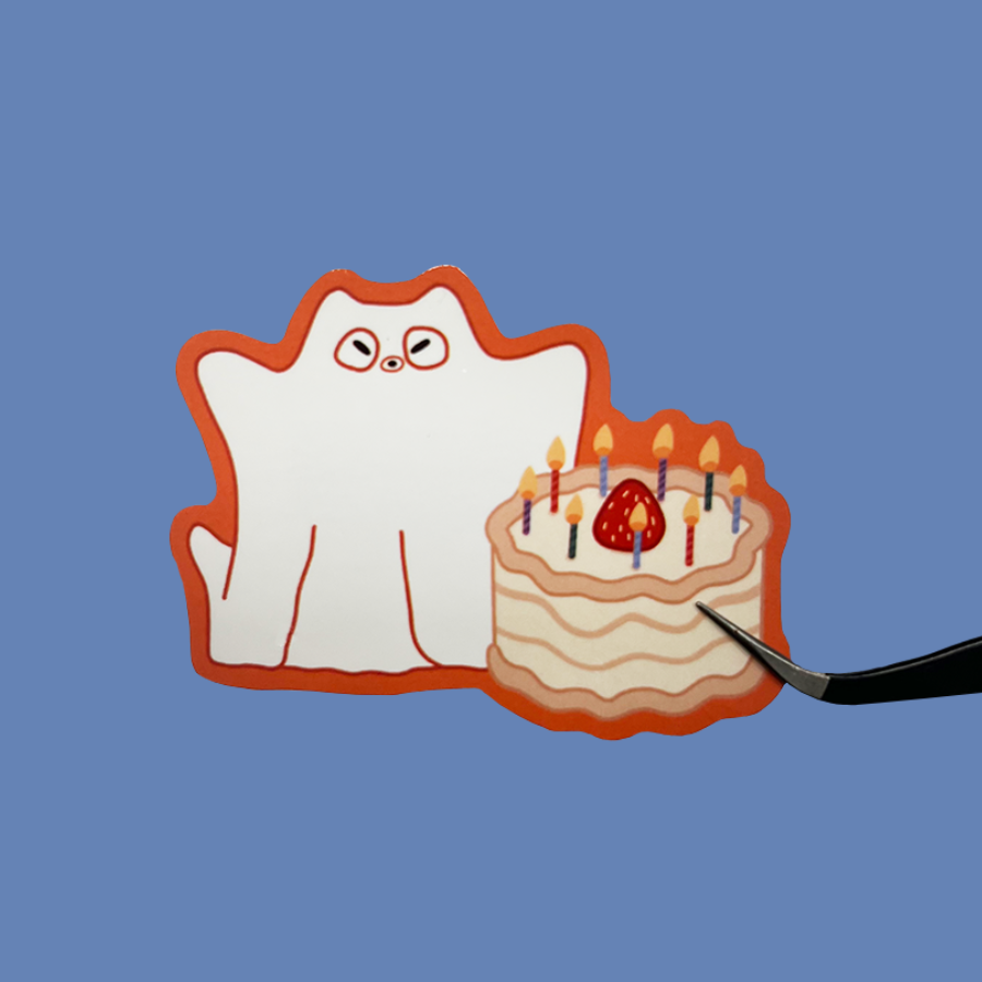 Frankie as Birthday Ghost Sticker