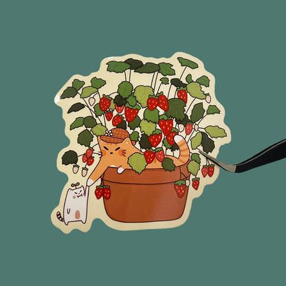 Frankie & Strawberry Cat Sticker