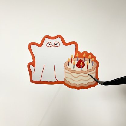 Frankie as Birthday Ghost Sticker