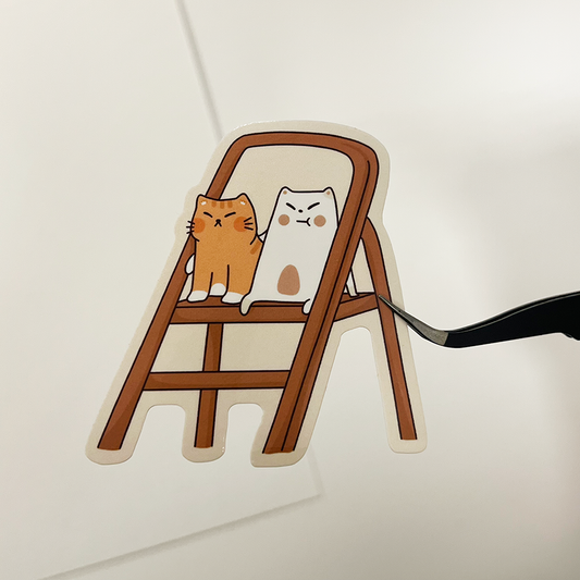 Frankie & cat friend on ladder Sticker