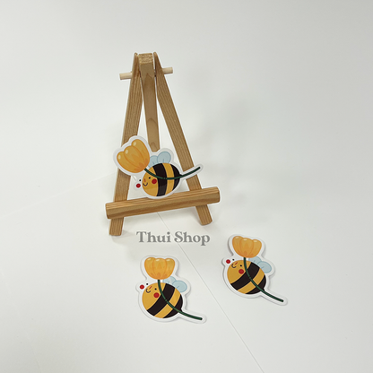 Bee with a tulip Sticker