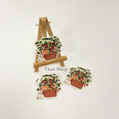 Frankie & Strawberry Cat Sticker