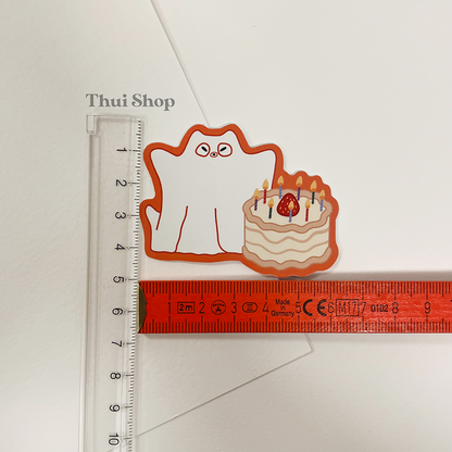 Frankie as Birthday Ghost Sticker