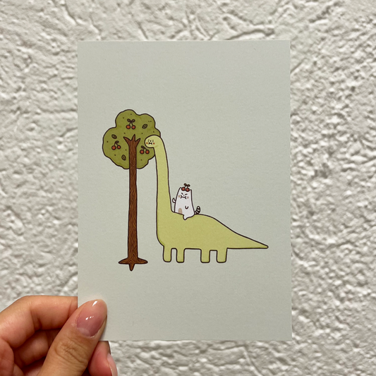 Frankie with dinosaur buddy Art Print