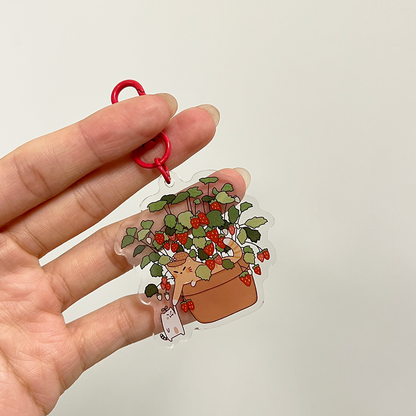 Frankie & Strawberry Cat Acrylic Keychain