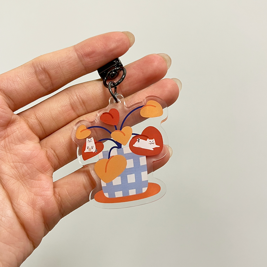 Frankies on Plant Acrylic Keychain