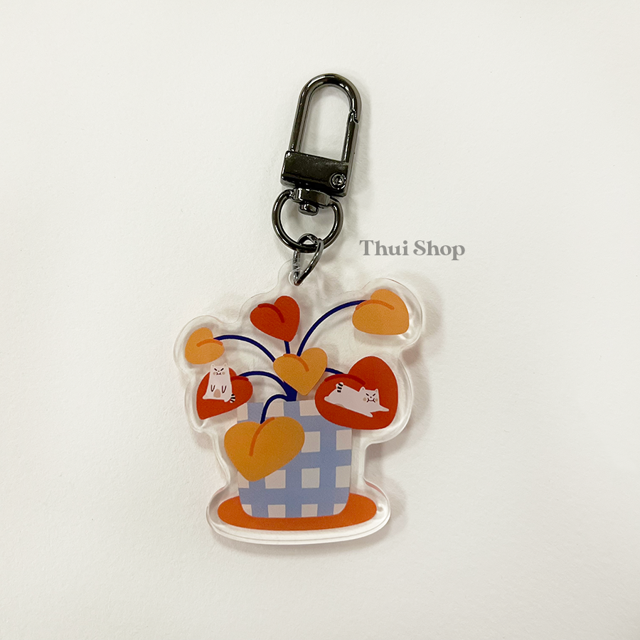 Frankies on Plant Acrylic Keychain