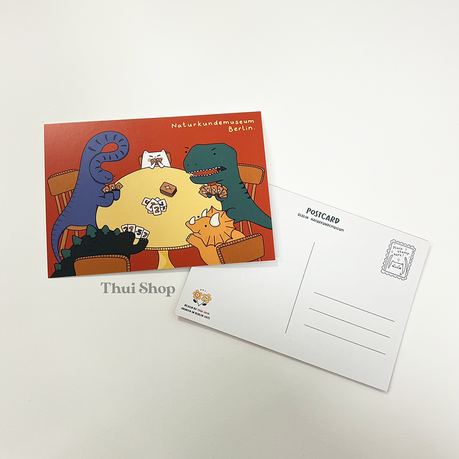 Berlin: Naturkundemuseum, Dinosaurs playing Cards Post Card