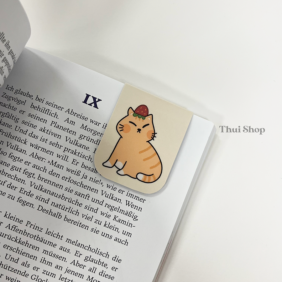 Strawberry Cat Magnetic Bookmark