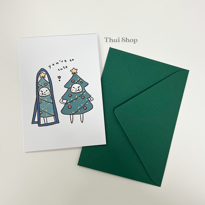 Frankie as a Christmas Tree Greeting Card