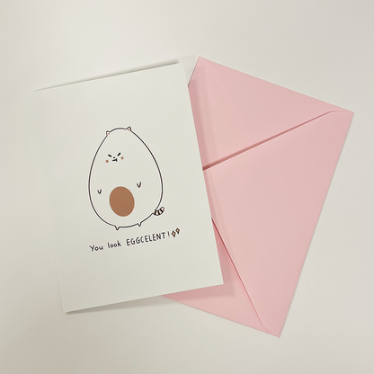 "You look Eggcelent" Frankie Greeting Card