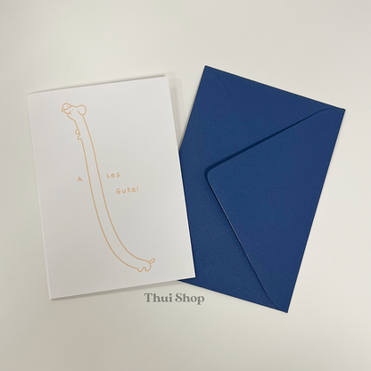 "Alles Gute" Dackel Greeting Card (white)