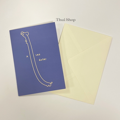 "Alles Gute" Dackel Greeting Card (blue)