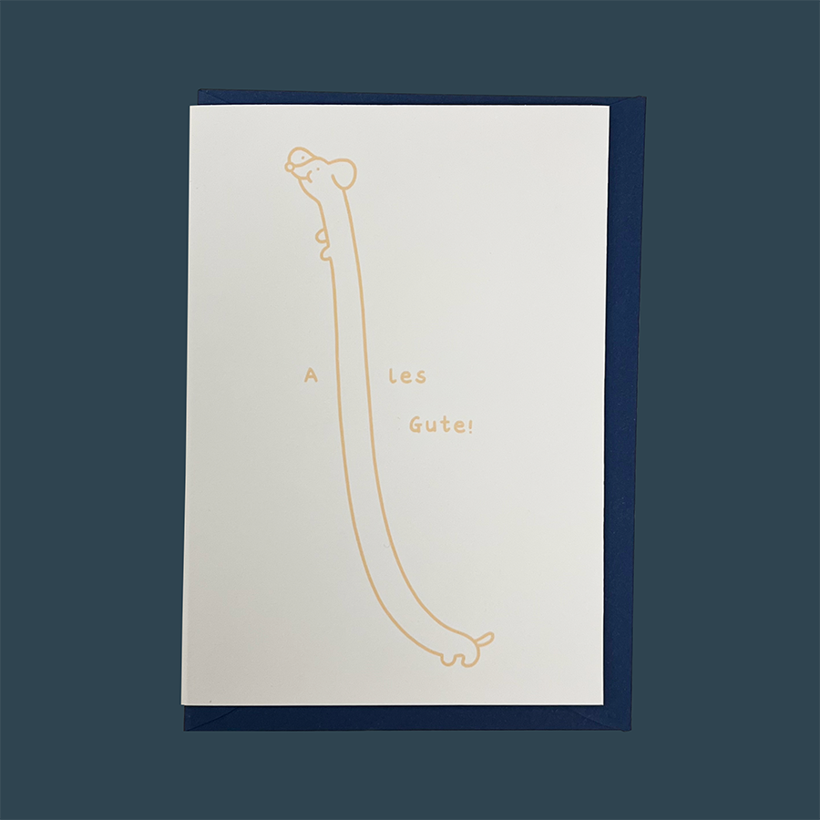 "Alles Gute" Dackel Greeting Card (white)