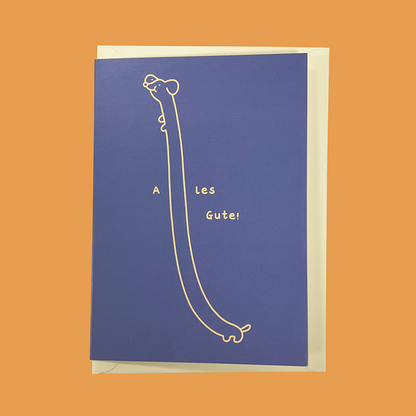 "Alles Gute" Dackel Greeting Card (blue)