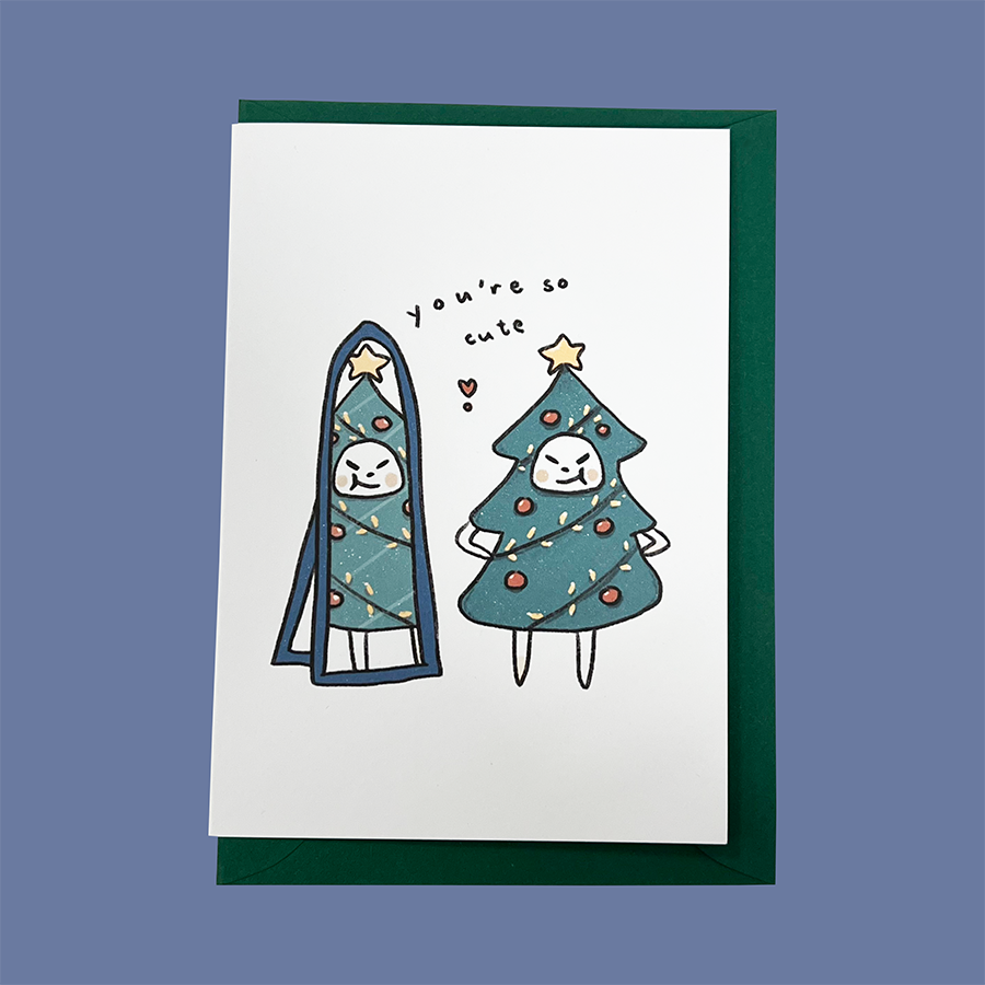 Frankie as a Christmas Tree Greeting Card