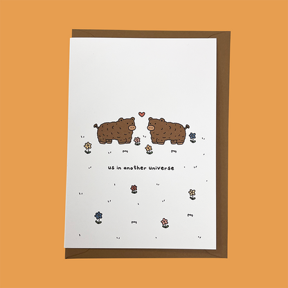 Cows "Us in another universe" Greeting Card