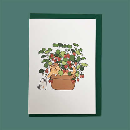 Frankie & Strawberry Cat Greeting Card