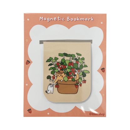 Frankie & Strawberry Cat Magnetic Bookmark