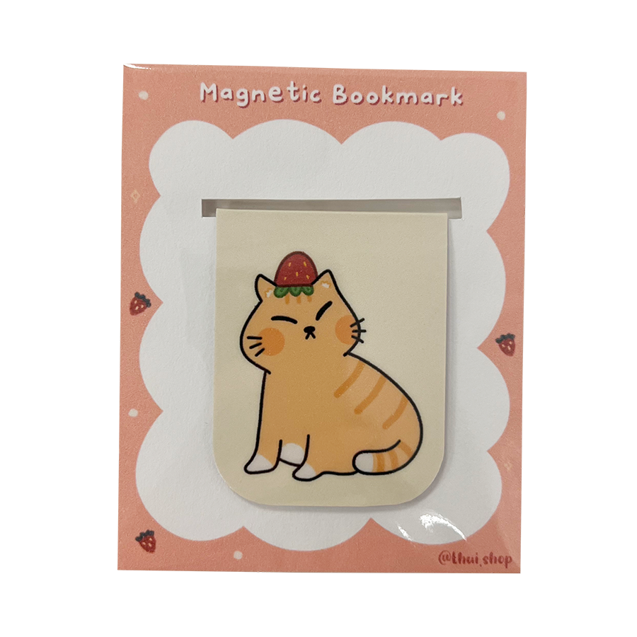 Strawberry Cat Magnetic Bookmark