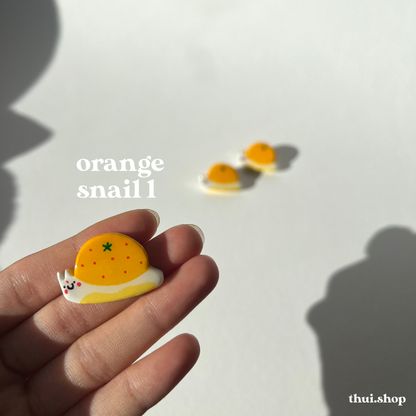 Orange Snail Pin