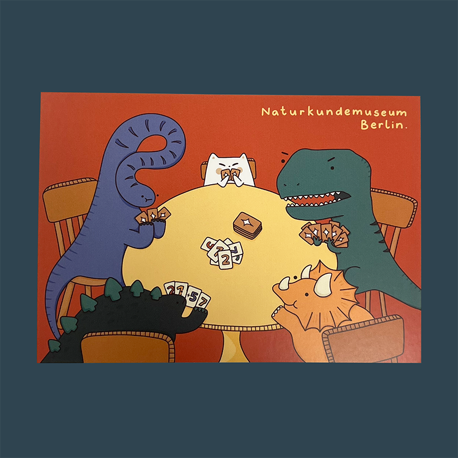 Berlin: Naturkundemuseum, Dinosaurs playing Cards Post Card