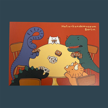 Berlin: Naturkundemuseum, Dinosaurs playing Cards Post Card
