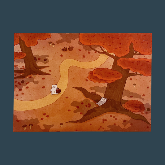 Stroll through the autumn woods Post Card