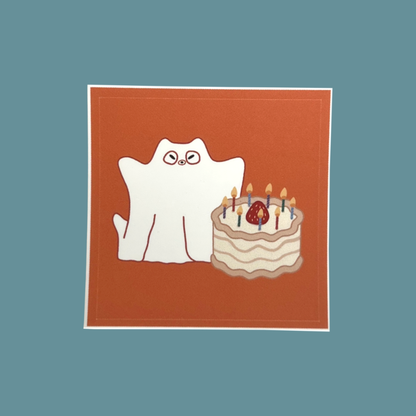 Frankie as Birthday Ghost Sticker