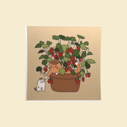 Frankie & Strawberry Cat Sticker