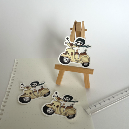 Frankie on Moped Sticker