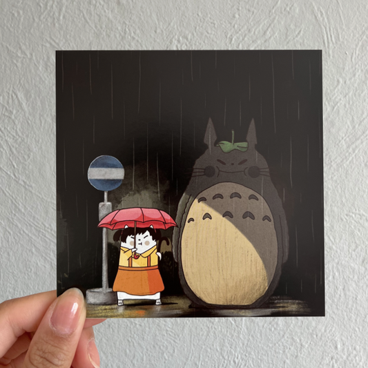 Frankie: Totoro at the bus stop Art Print